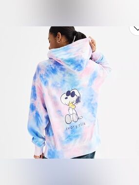 ivory ella Pastel Pink & Blue Tie-Dye Snoopy Hoodie
